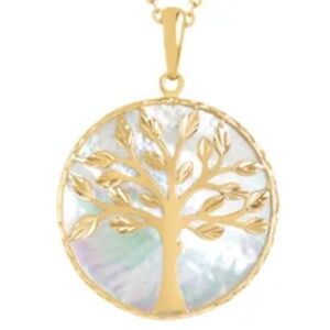 Solid 14K YG Celtic Mother of Pearl Tree of Life pendant